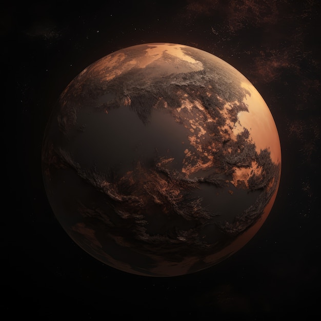 Photo gratuite rendering 3d de la terre sombre dans l'espace