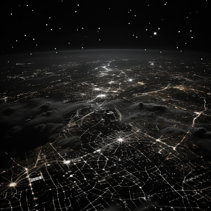 Photo gratuit rendering 3d de la terre sombre dans l'espace