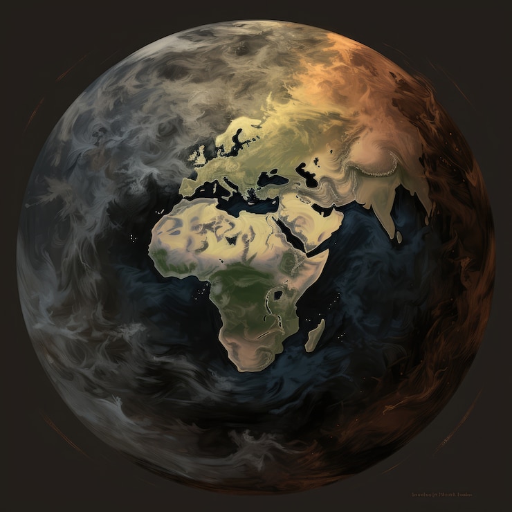 Photo gratuit rendering 3d de la terre sombre dans l'espace