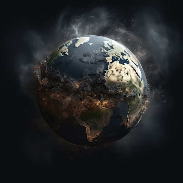 Photo gratuite rendering 3d de la terre sombre dans l'espace