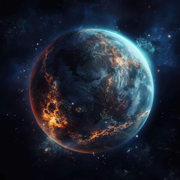 Photo gratuite rendering 3d de la terre sombre dans l'espace