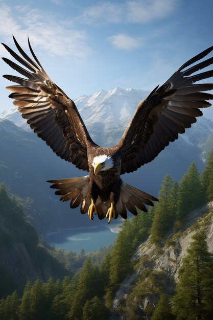 Rendering d'aigle 3D en vol