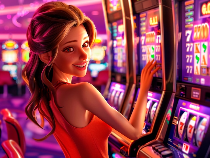 Photo gratuit rendering de dessin animé 3d d'une personne jouant dans un casino
