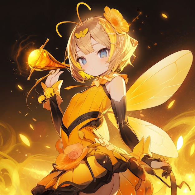 Photo gratuite rendering du personnage d'anime d'abeille