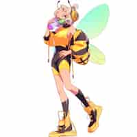 Photo gratuite rendering du personnage d'anime d'abeille