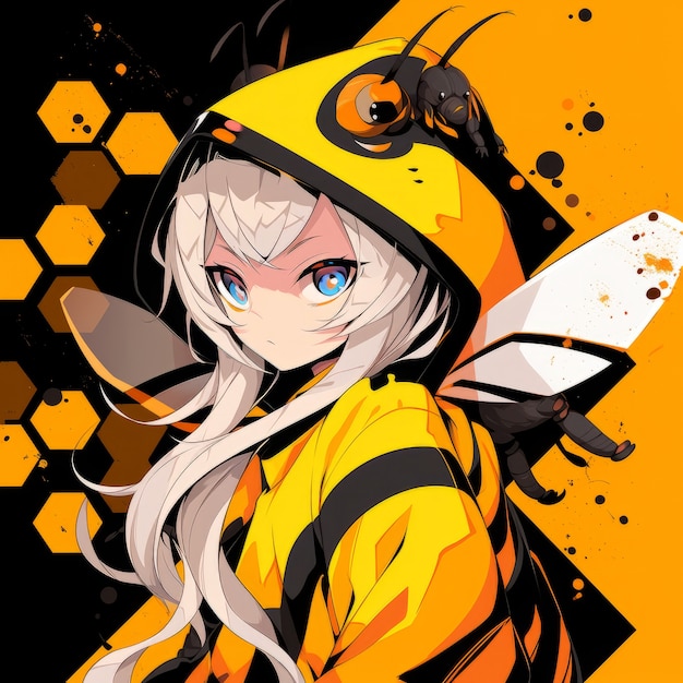 Photo gratuite rendering du personnage d'anime d'abeille