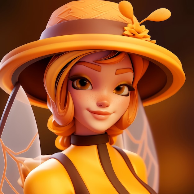 Photo gratuite rendering du personnage d'anime d'abeille