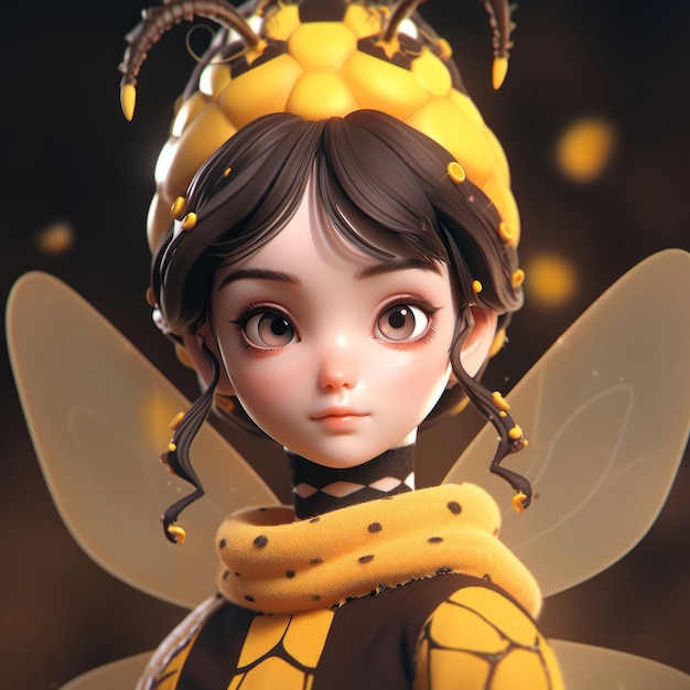 Photo gratuite rendering du personnage d'anime d'abeille