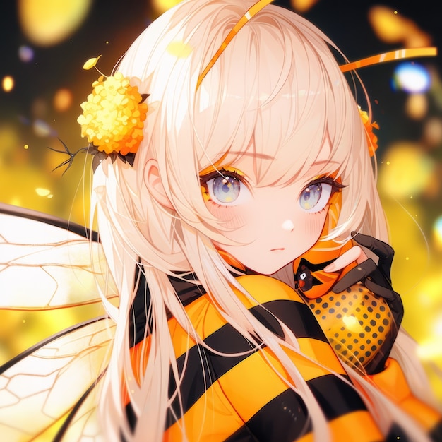 Photo gratuite rendering du personnage d'anime d'abeille