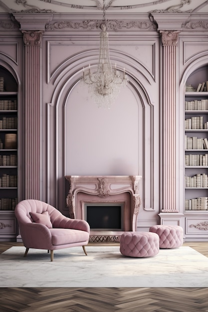 Photo gratuite rendering d'un intérieur néoclassique élégant