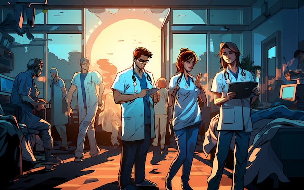 Rendering de médecins d'anime au travail