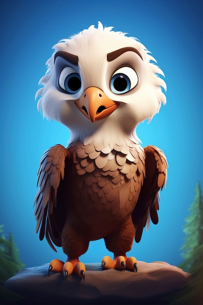 Photo gratuite rendez-vous 3d de l'aigle de dessin animé