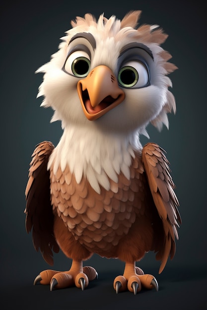 Photo gratuite rendez-vous 3d de l'aigle de dessin animé