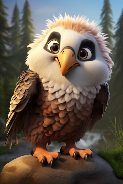 Photo gratuite rendez-vous 3d de l'aigle de dessin animé