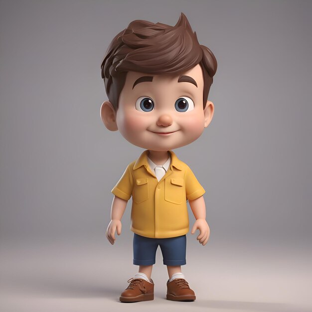 Photo gratuite rendre en 3d d'un personnage de dessin animé en vêtements décontractés sur fond gris