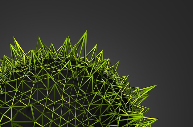 Rendu 3d abstrait de la structure chaotique verte