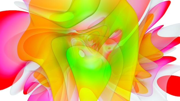 Rendu 3d de l'art abstrait avec une partie de la fleur de fleur extraterrestre surréaliste dans des formes d'élégance ondulée courbe