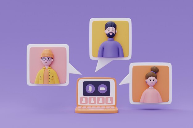 rendu 3d d'avatars de personnes dans un appel zoom