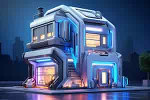 Photo gratuite rendu 3d d'un bâtiment futuriste