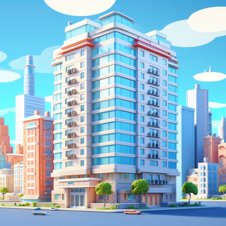 Photo gratuit rendu 3d d'un bâtiment moderne