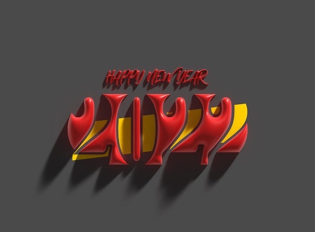 Rendu 3D Bonne année 2022 Illustration de conception de typographie de texte.