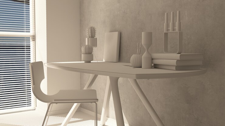 Photo gratuit rendu 3d d'un bureau à la maison moderne