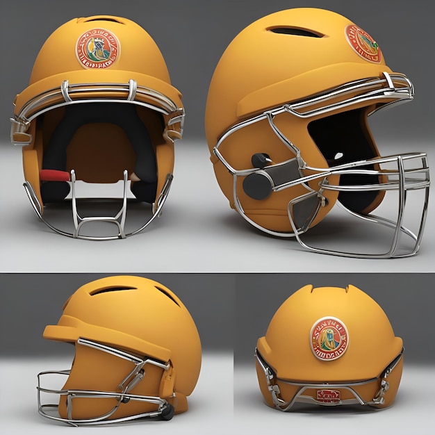 Rendu 3D de casques de football américain de différentes couleurs