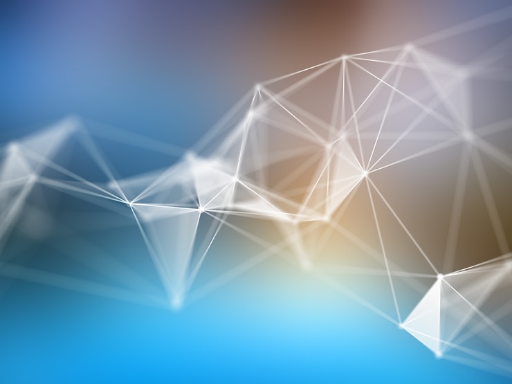 Photo gratuit rendu 3d d'une conception low poly sur un arrière-plan flou abstrait