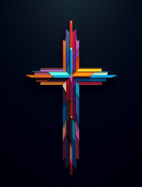 Rendu 3D d'une croix colorée