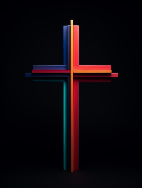 Photo gratuite rendu 3d d'une croix colorée