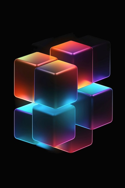 rendu 3D de cubes abstraits colorés