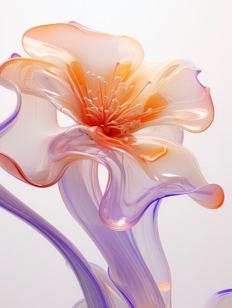 Rendu 3D d'une délicate fleur de verre