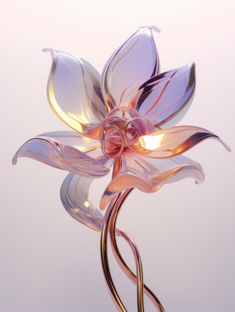 Rendu 3D d'une délicate fleur de verre