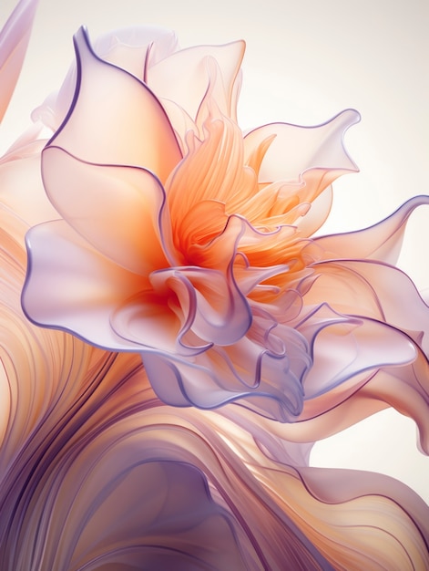 Rendu 3D de délicates fleurs en verre