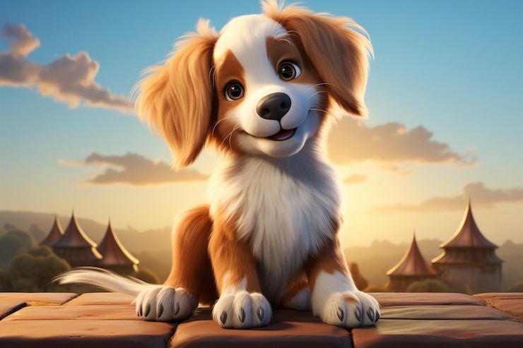 Photo gratuit rendu 3d d'un dessin animé comme un chien