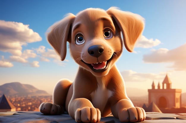 Rendu 3D d'un dessin animé comme un chien