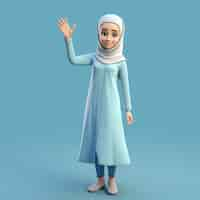 Photo gratuite rendu 3d d'un dessin animé comme une femme en hijab