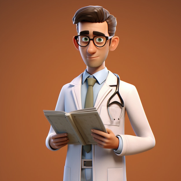 Rendu 3D d'un dessin animé comme un médecin