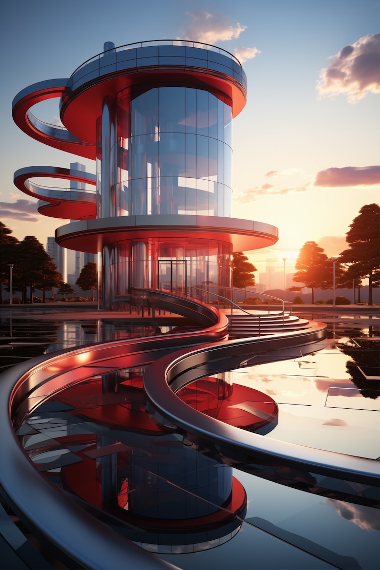 Photo gratuit rendu 3d du bâtiment abstrait