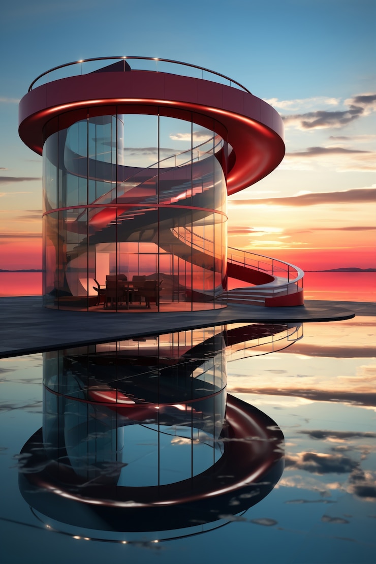 Photo gratuit rendu 3d du bâtiment abstrait