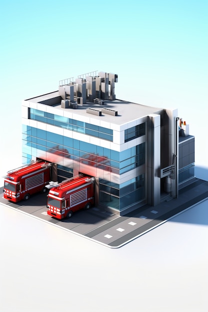 Rendu 3D du bâtiment des pompiers