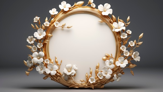 Rendu 3D du cadre décoré de fleurs