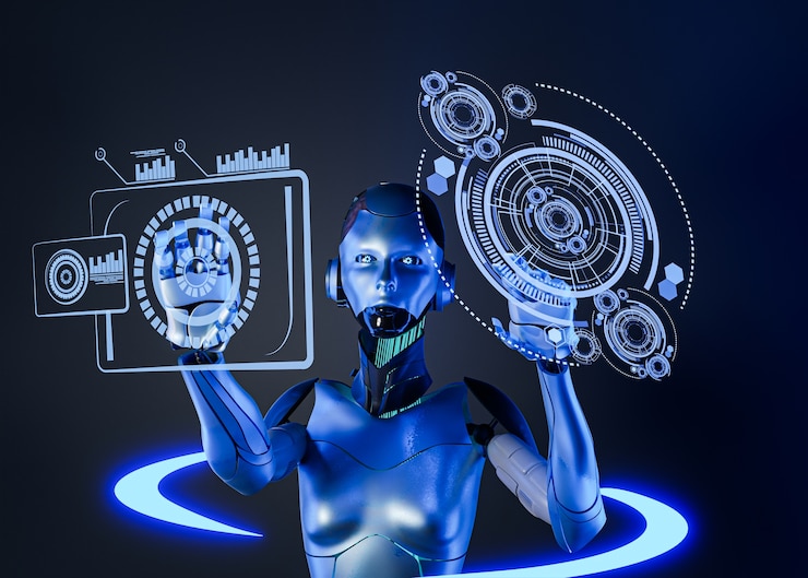 Photo gratuit rendu 3d du concept de biorobots