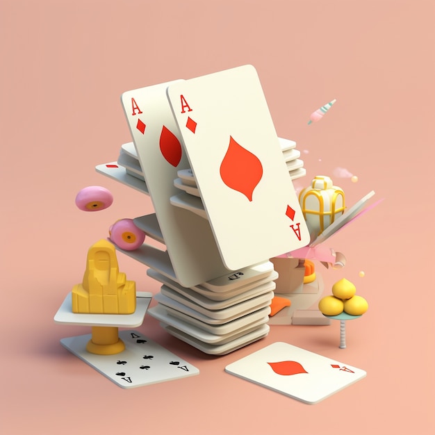 Photo gratuite rendu 3d du jeu de cartes