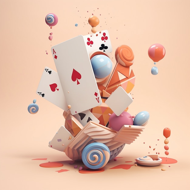 Photo gratuite rendu 3d du jeu de cartes