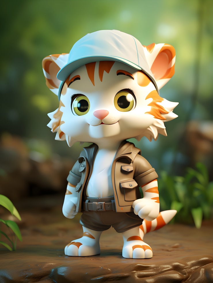 Photo gratuit rendu 3d du jeune tigre de dessin animé