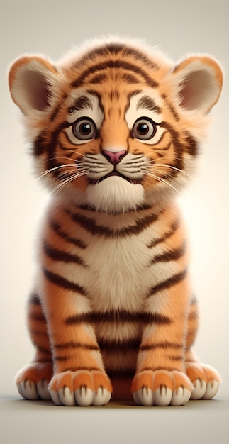 Photo gratuite rendu 3d du jeune tigre de dessin animé