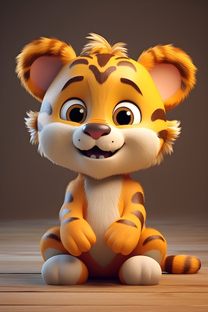 Photo gratuite rendu 3d du jeune tigre de dessin animé