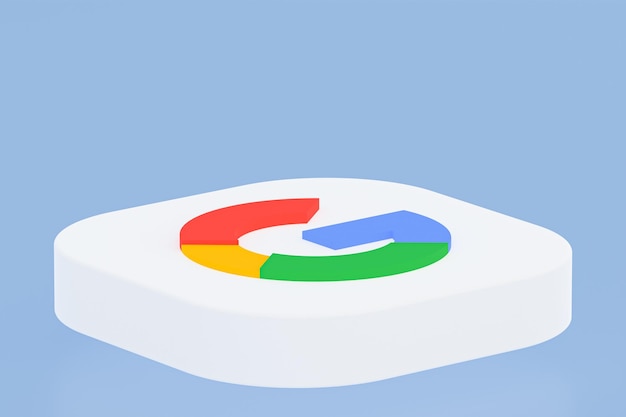 Rendu 3d du logo de l'application google sur fond bleu