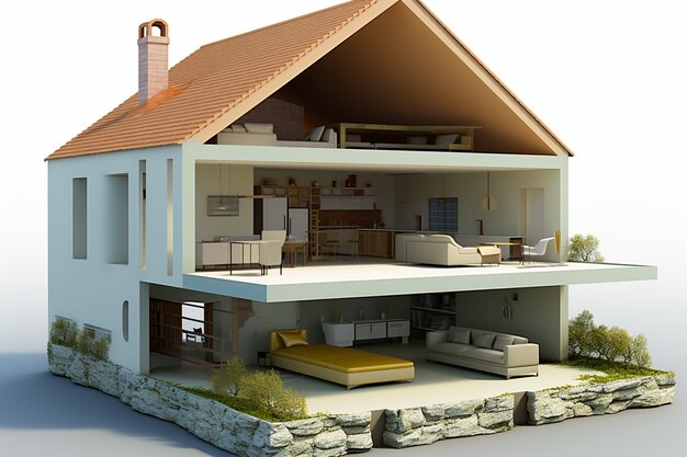 Rendu 3D du modèle de maison